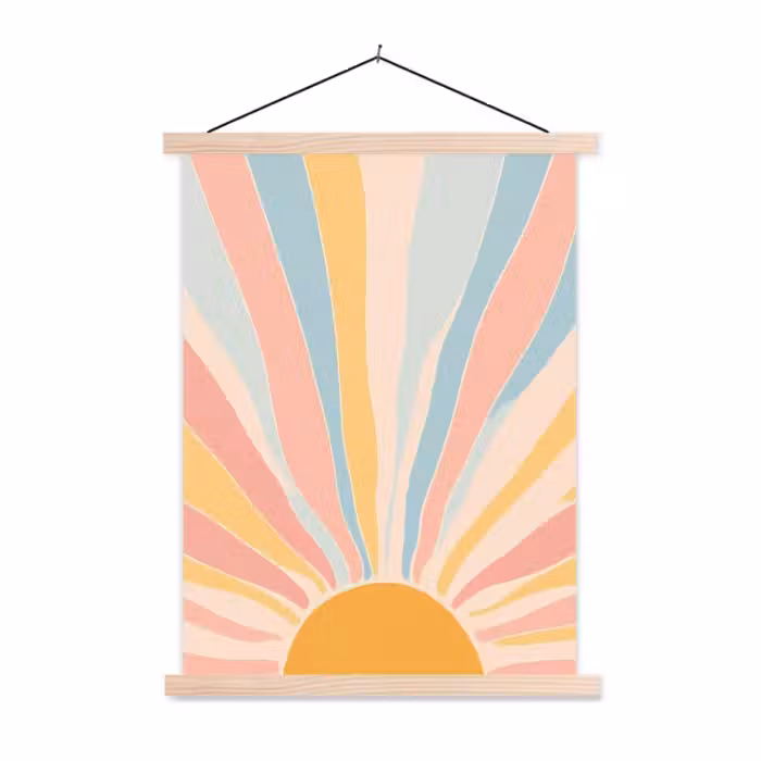 Schoolplaat -  Illustratie - Zon - Pastelkleuren