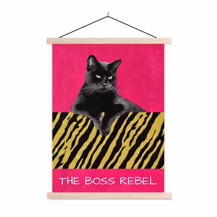 Schoolplaat - Kat - Baas - Roze - Tijgerprint