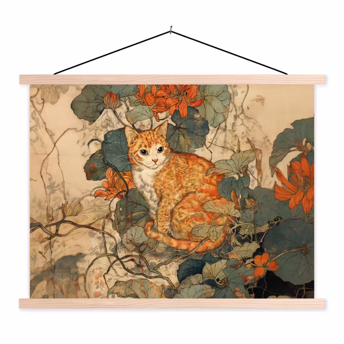 Schoolplaat - Kat - Sierlijk - Bloemen