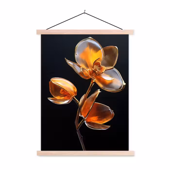 Schoolplaat -  Bloem - Orchidee - Oranje