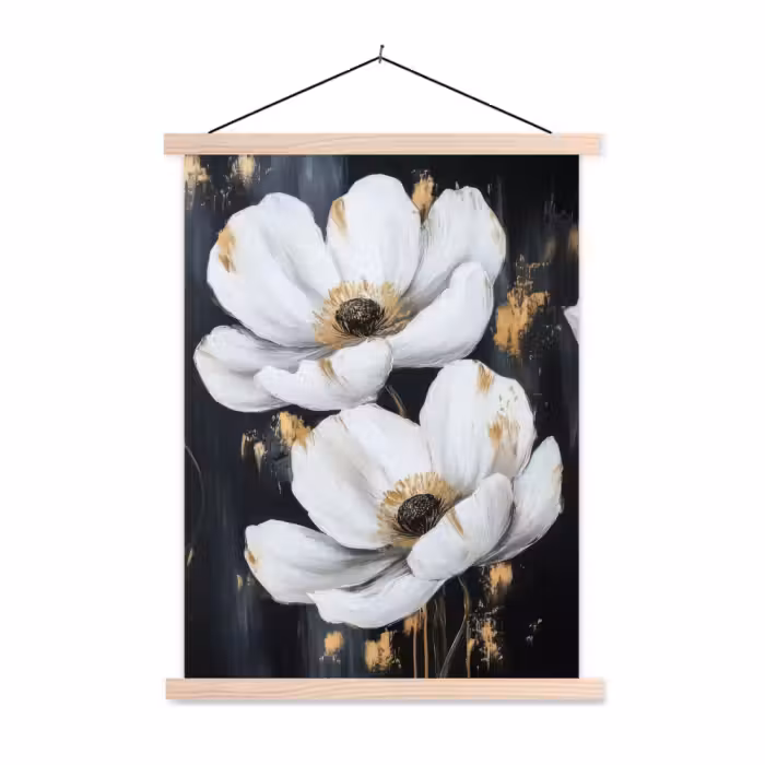 Schoolplaat -  Bloemen - Wit - Abstract