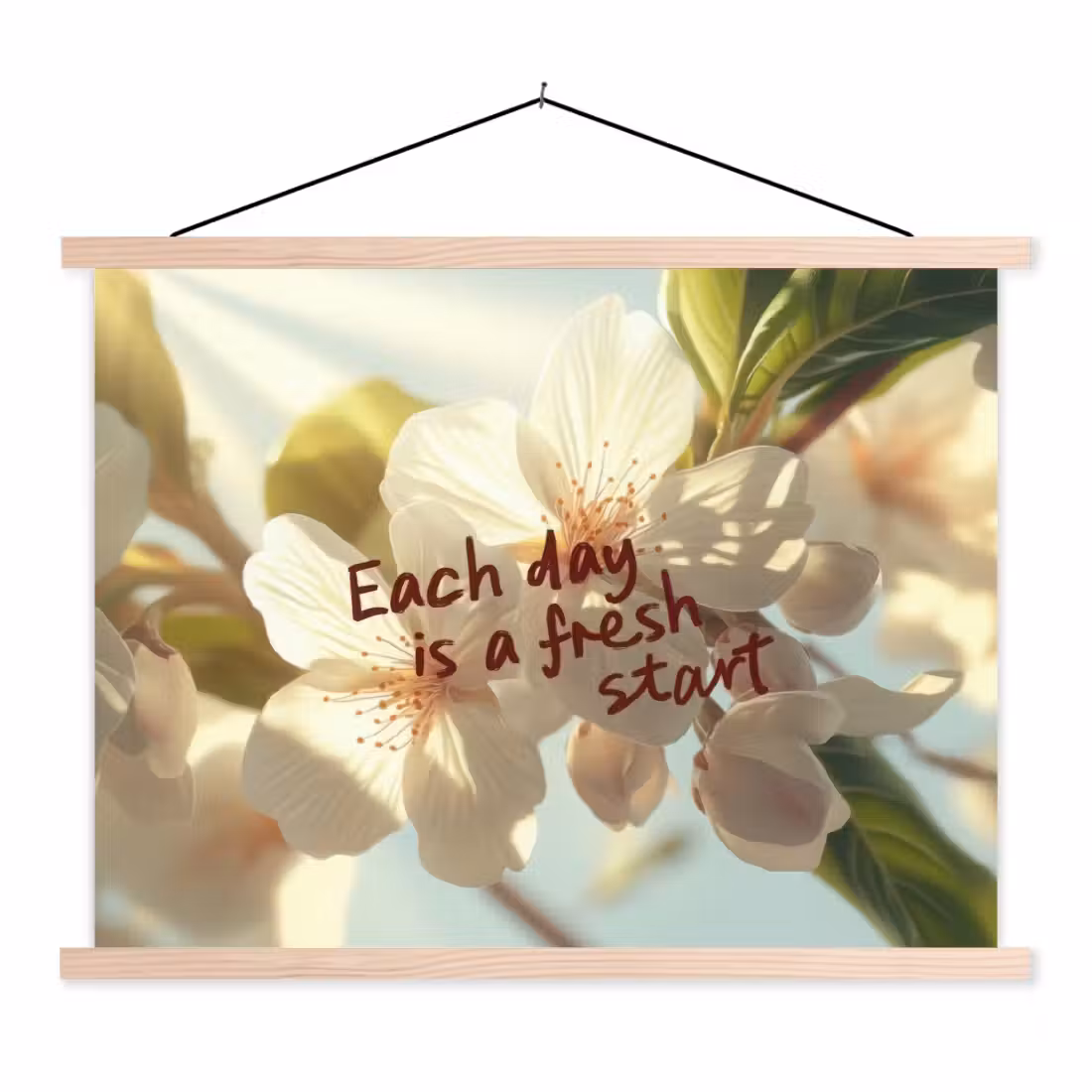 Schoolplaat -  Bloesems - Zonlicht - Quote - Wit