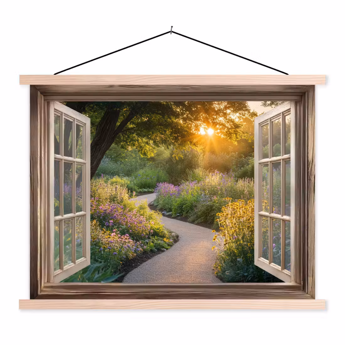 Schoolplaat -  Doorkijk - Bloemen - Natuur - Zon - Pad
