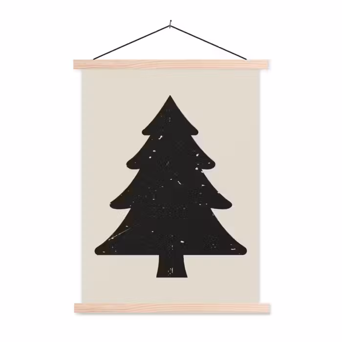 Schoolplaat - Kerstboom - Zwarte kerstboom - Boom - Japandi