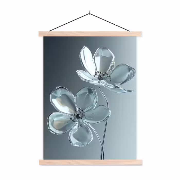 Schoolplaat -  Kristal - Bloemen - Grijs