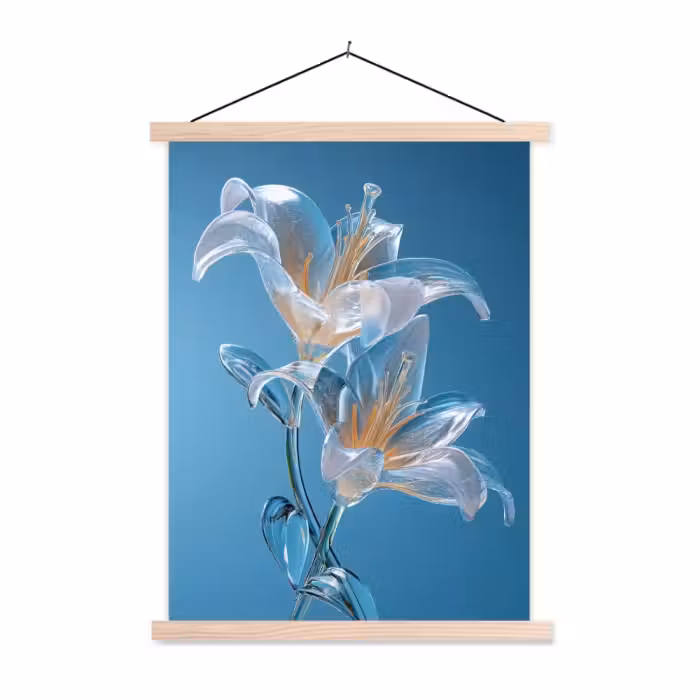 Schoolplaat -  Lelies - Blauw - Glazen