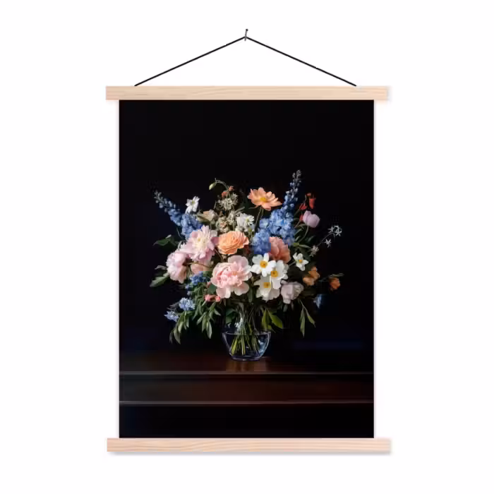 Schoolplaat -  Pastel - Bloemen - Glazen - Vaas