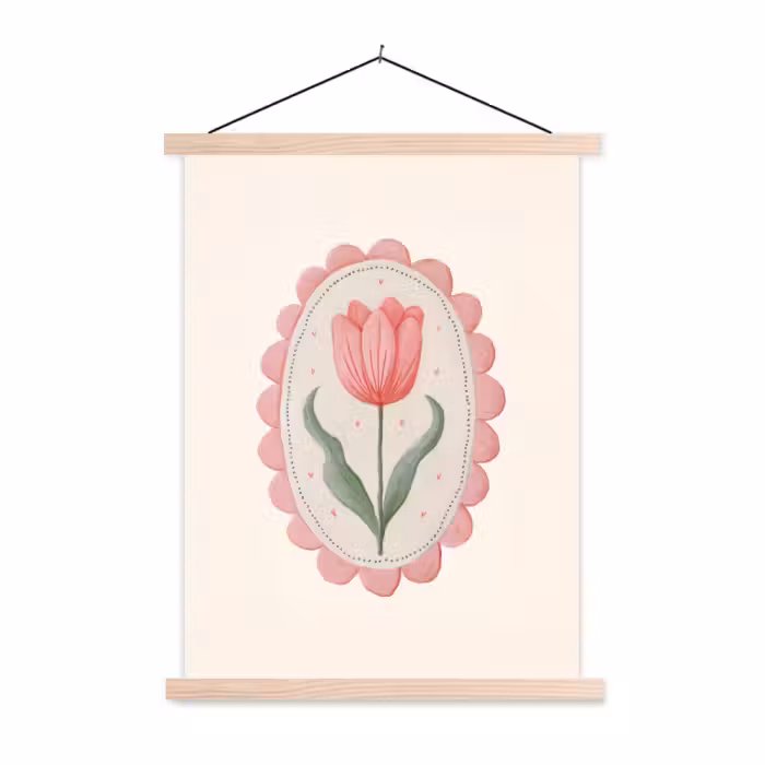Schoolplaat -  Tulp - Lijst - Ovaal - Illustratie