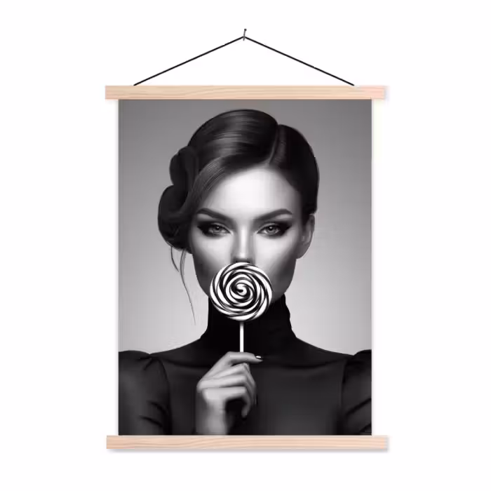 Schoolplaat -  Vrouw - Lolly - Zwart