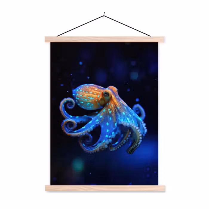 Schoolplaat - Octopus - Stippen - Blauw - Zee