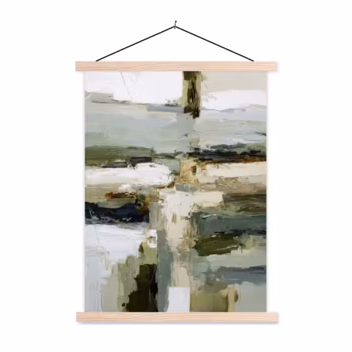 Schoolplaat - Penseelstreken - Groen - Abstract - Japandi