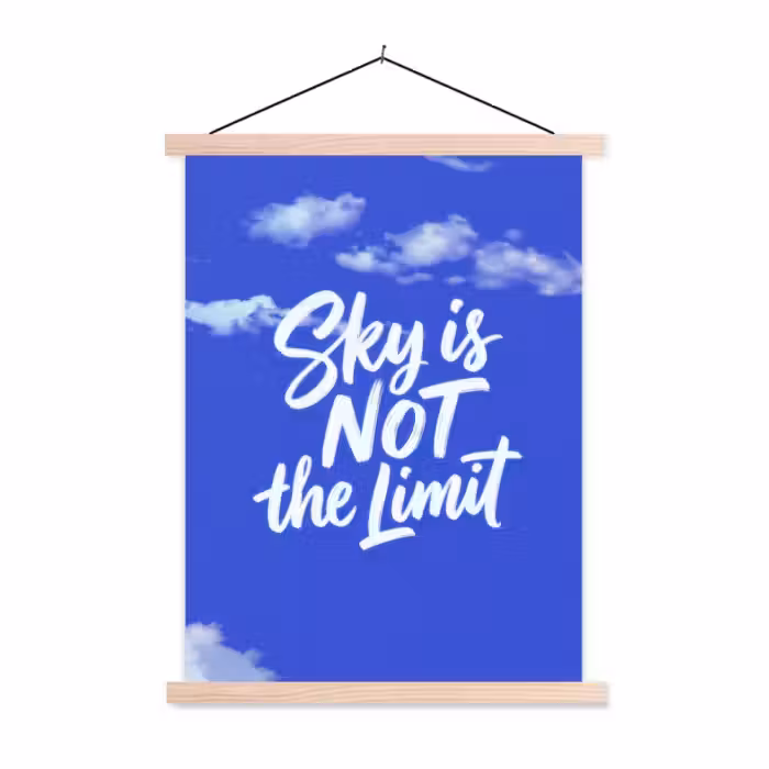 Schoolplaat - Sky is not the limit - Blauwe lucht - Wolken