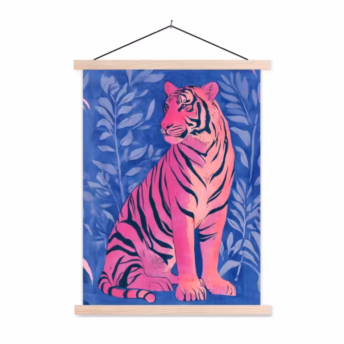 Schoolplaat - Tijger - Roze - Bladeren - Jungle