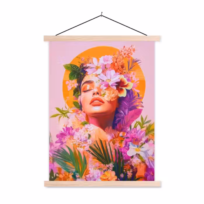 Schoolplaat -  Vrouw - Abstract - Cirkel - Bloemen