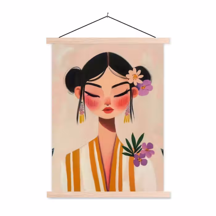 Schoolplaat - Vrouw - Bloemen - Pastel