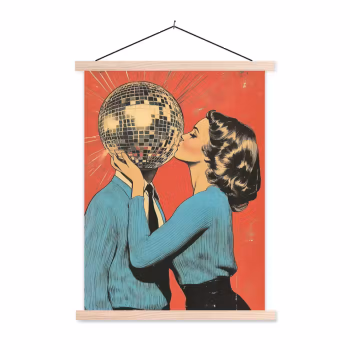 Schoolplaat - Vrouw - Retro - Discobal - Kus