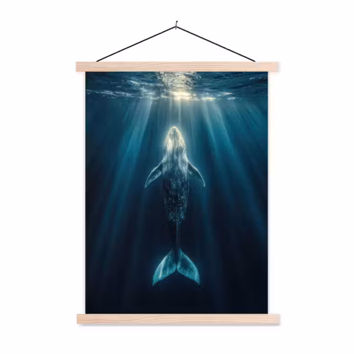 Schoolplaat - Walvis - Water - Zonnestralen - Blauw