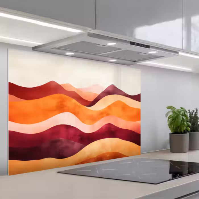 Spatscherm keuken - Abstract - Landschap - Golven