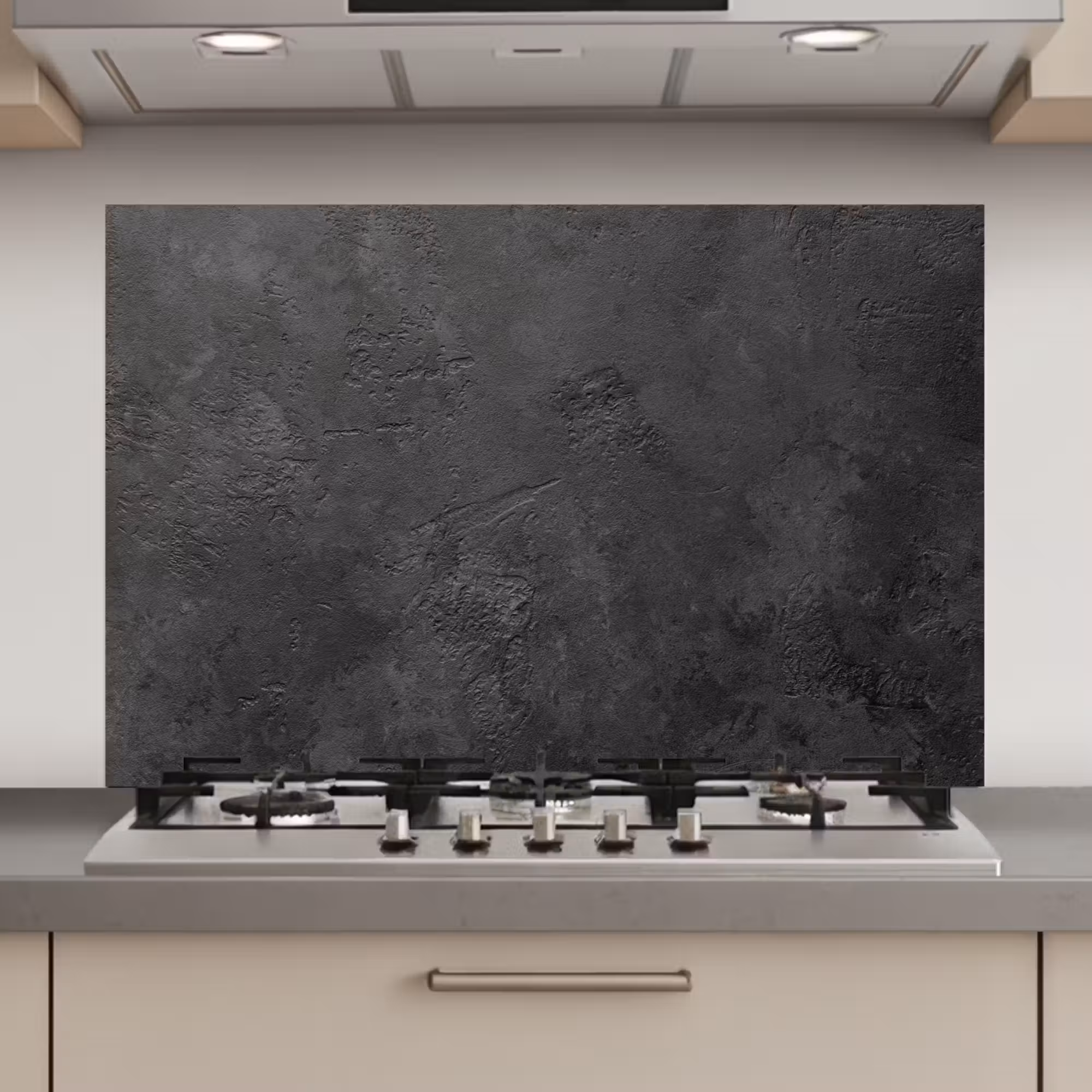 Spatscherm keuken - Beton - Structuur - Industrieel - Zwart - Grijs