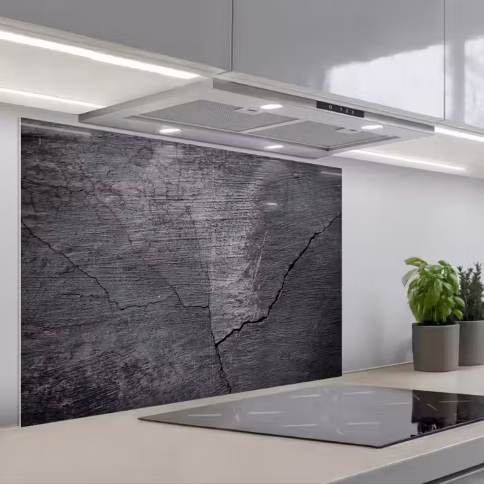 Spatscherm keuken - Beton - Zwart - Scheur
