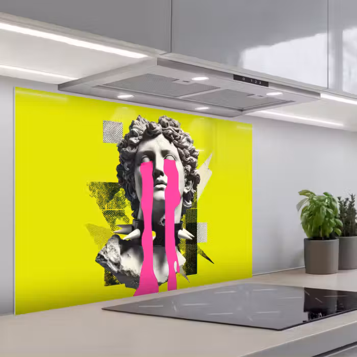 Spatscherm keuken - Buste - Verf - Geel