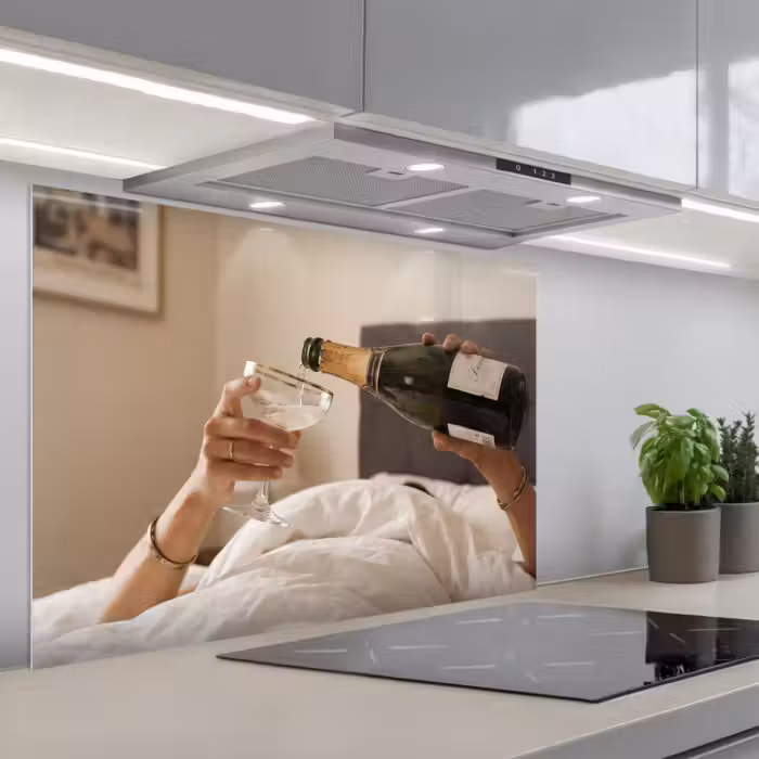 Spatscherm keuken - Champagne - Bed - Bubbels