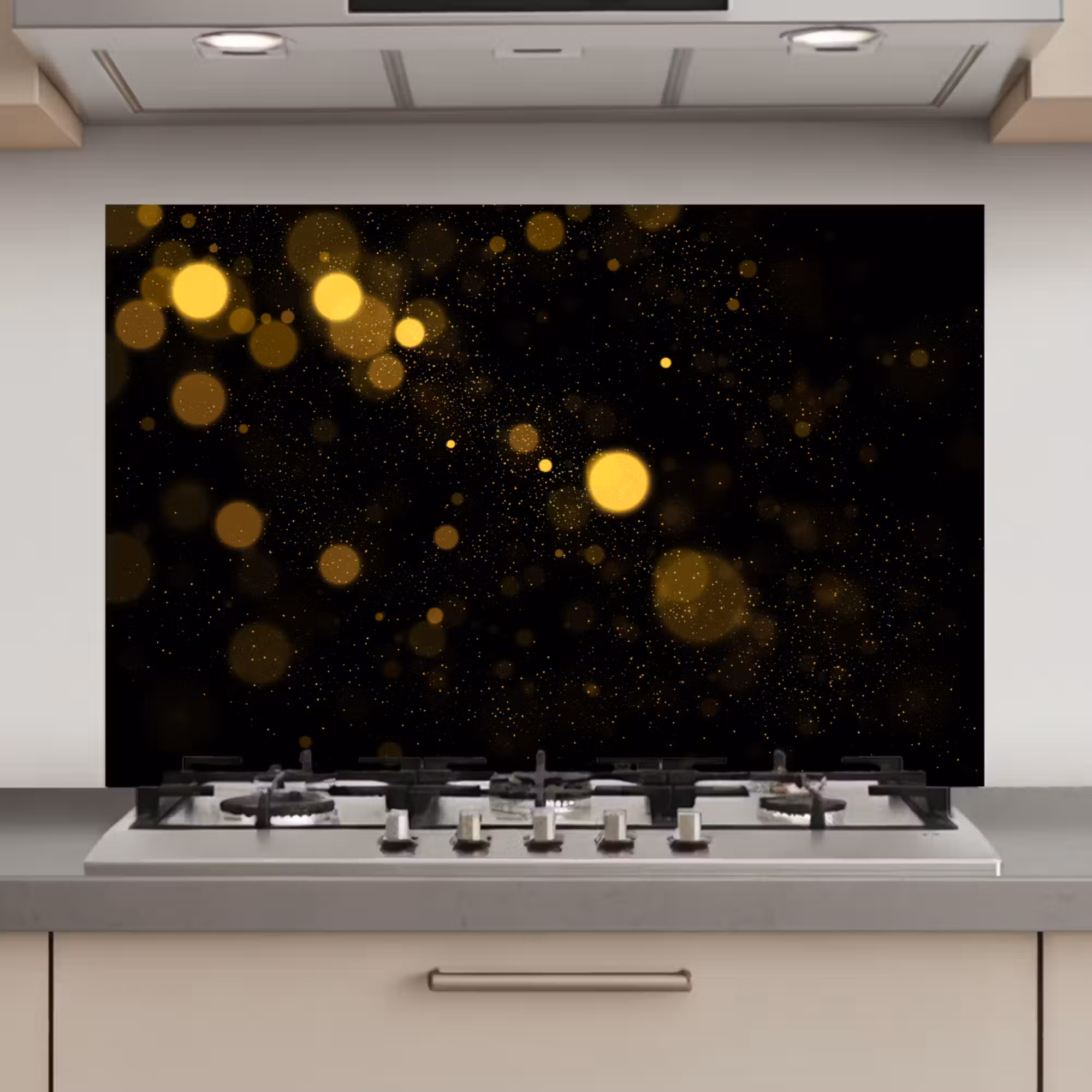 Spatscherm keuken - Goud - Abstract - Luxe - Zwart