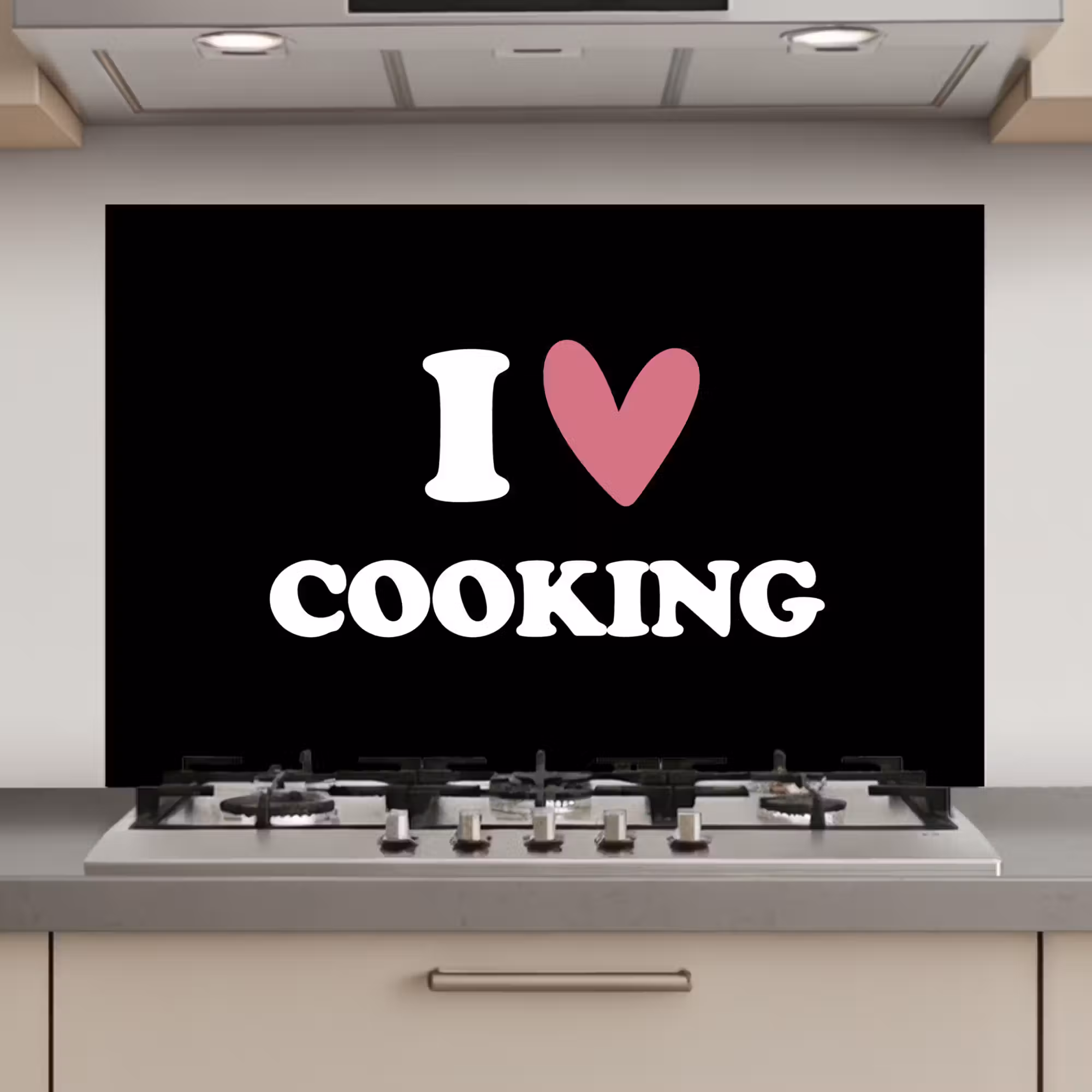 Spatscherm keuken - I love cooking - Koken - Hartje - Kookliefhebber - Kok - Spreuken