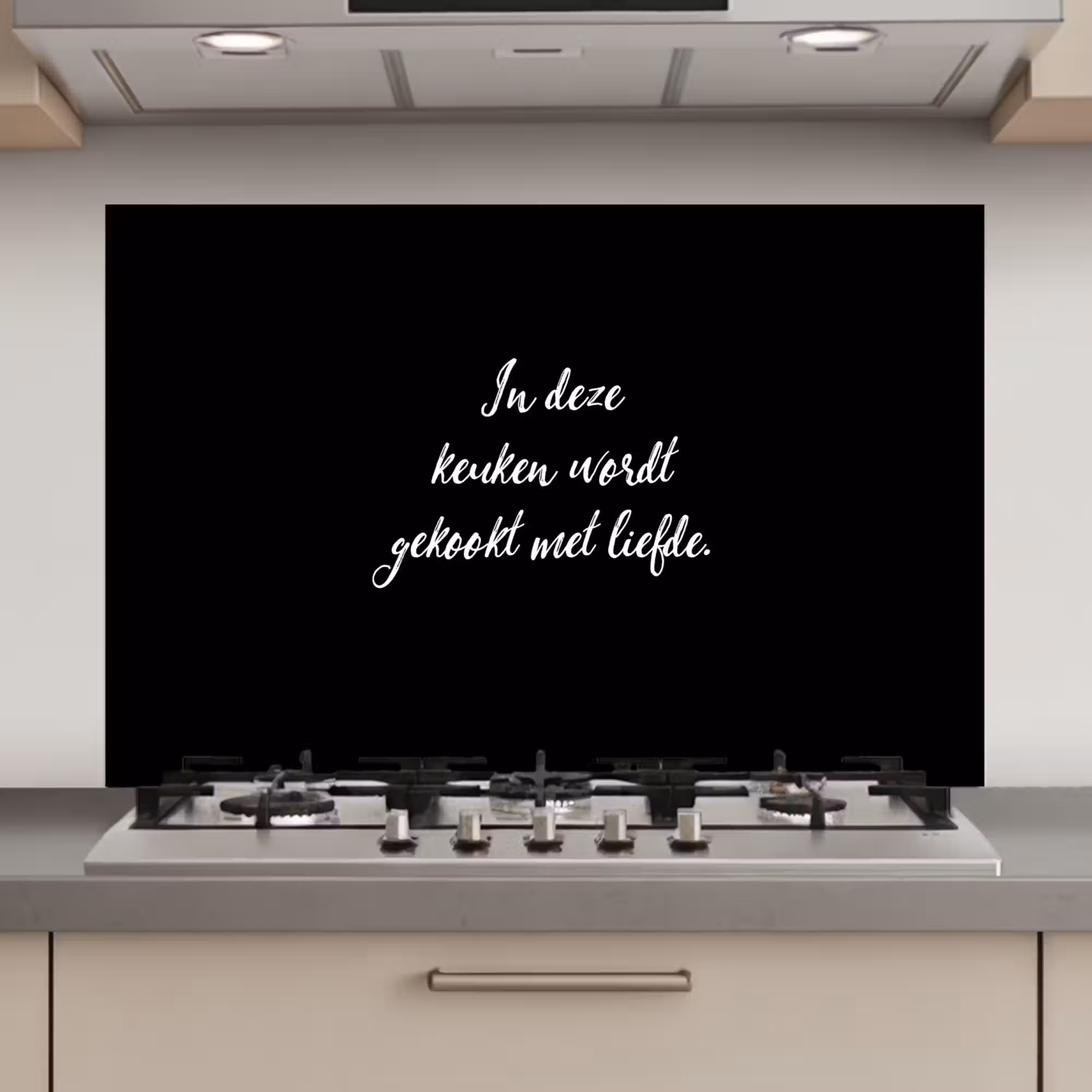 Spatscherm keuken - In deze keuken wordt gekookt met liefde - Koken - Spreuken - Quotes - Liefde