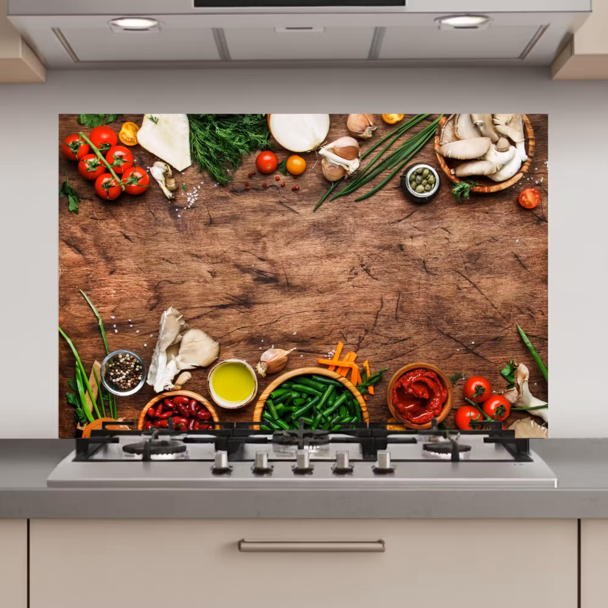 Spatscherm keuken - Kruiden - Groente - Rustiek