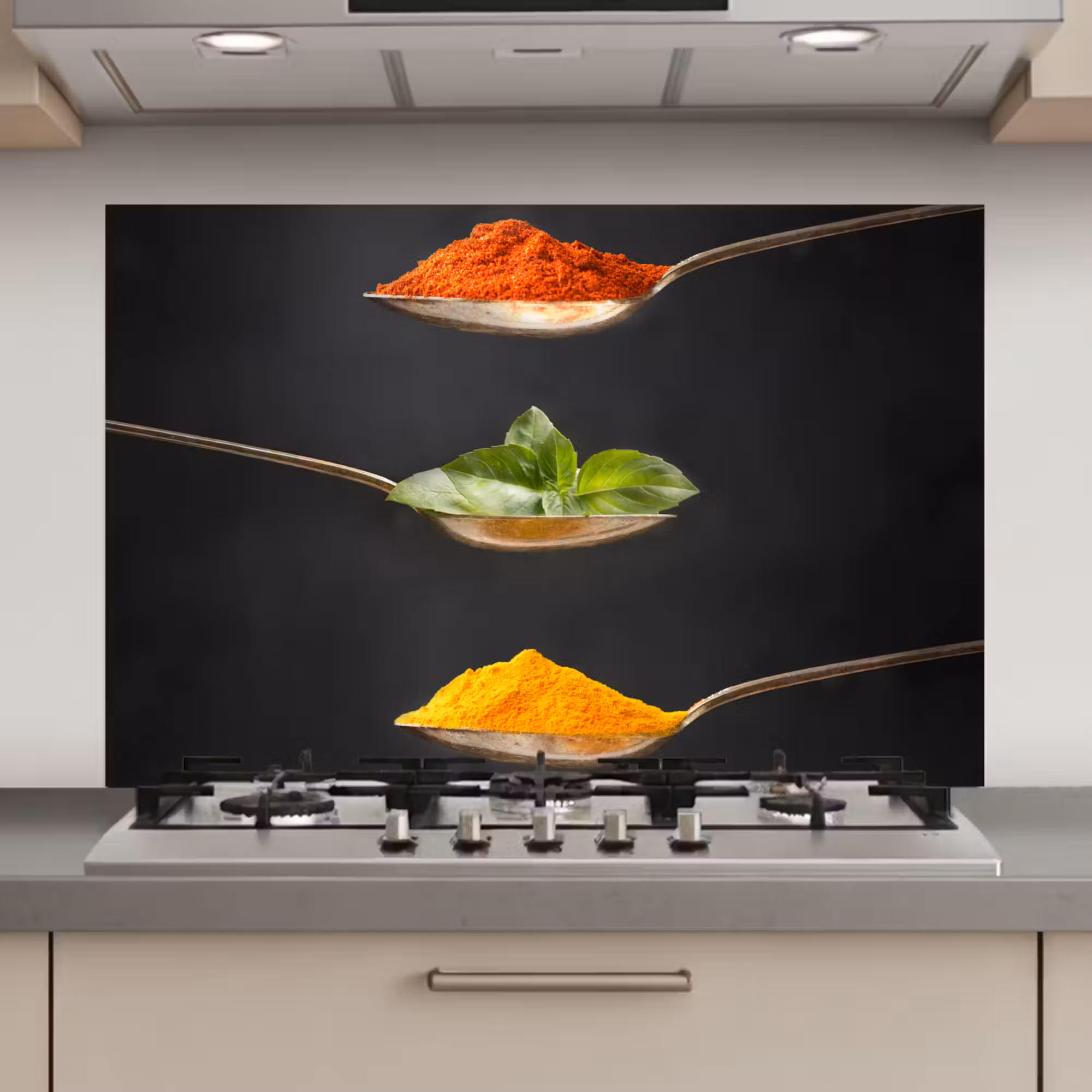 Spatscherm keuken - Kruiden - Lepel - Specerijen - Zwart - Italiaans