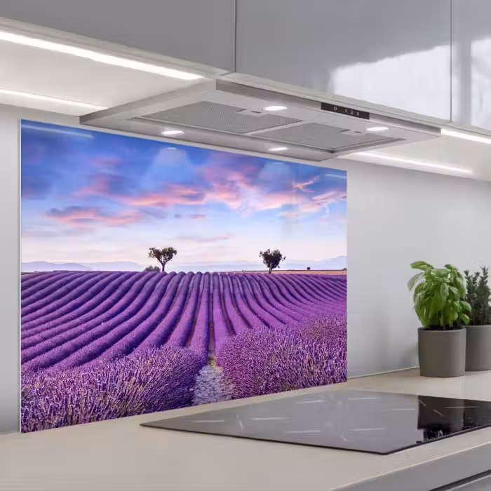Spatscherm keuken - Lavendel - Natuur - Paars - Bomen - Bloemen