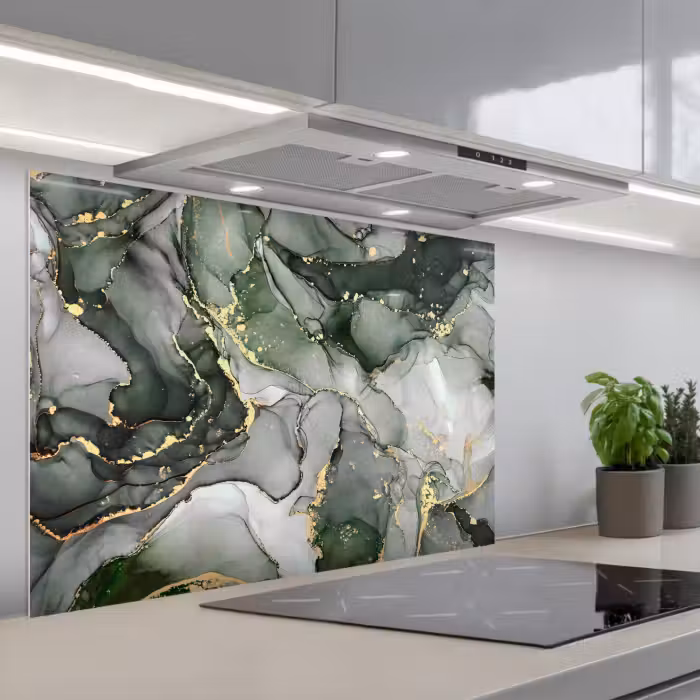 Spatscherm keuken - Luxe - Marmer - Groen