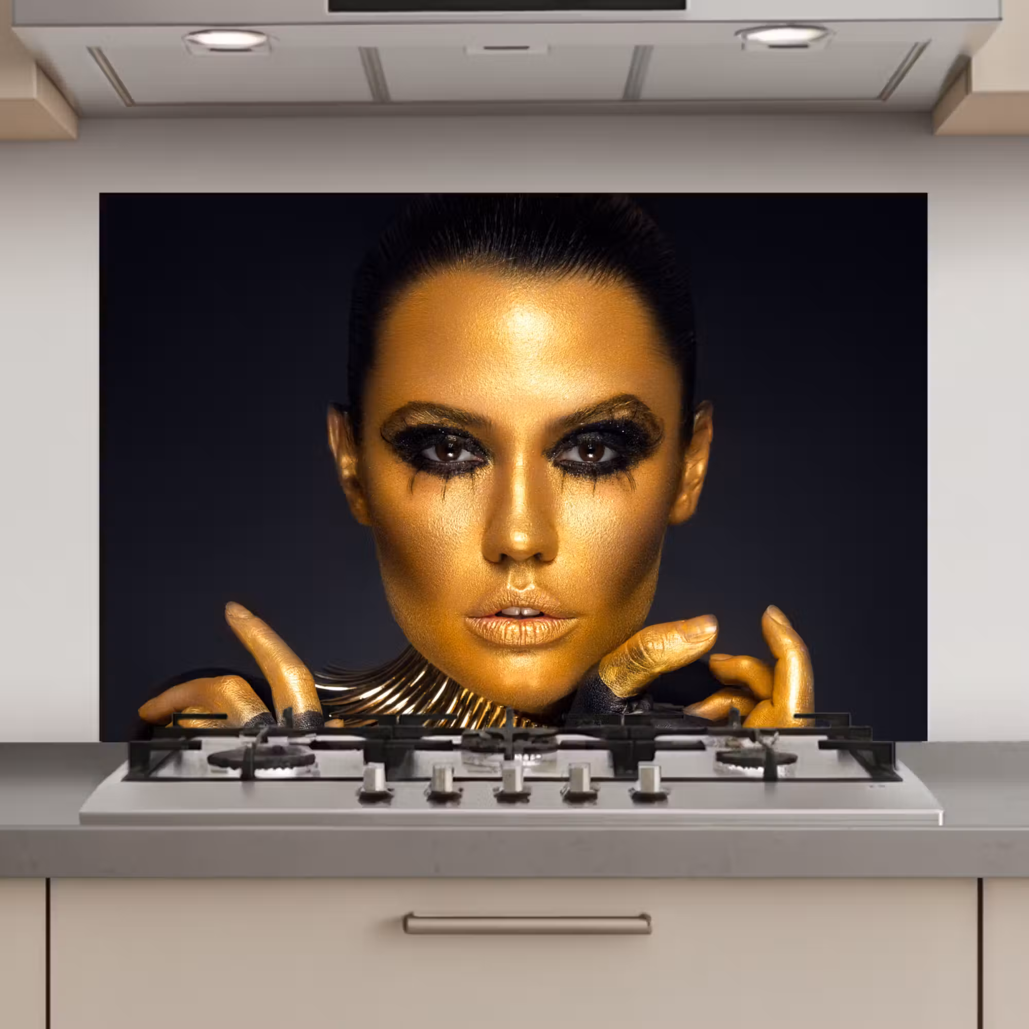 Spatscherm keuken - Make up - Tas - Goud - Luxe - Vrouw