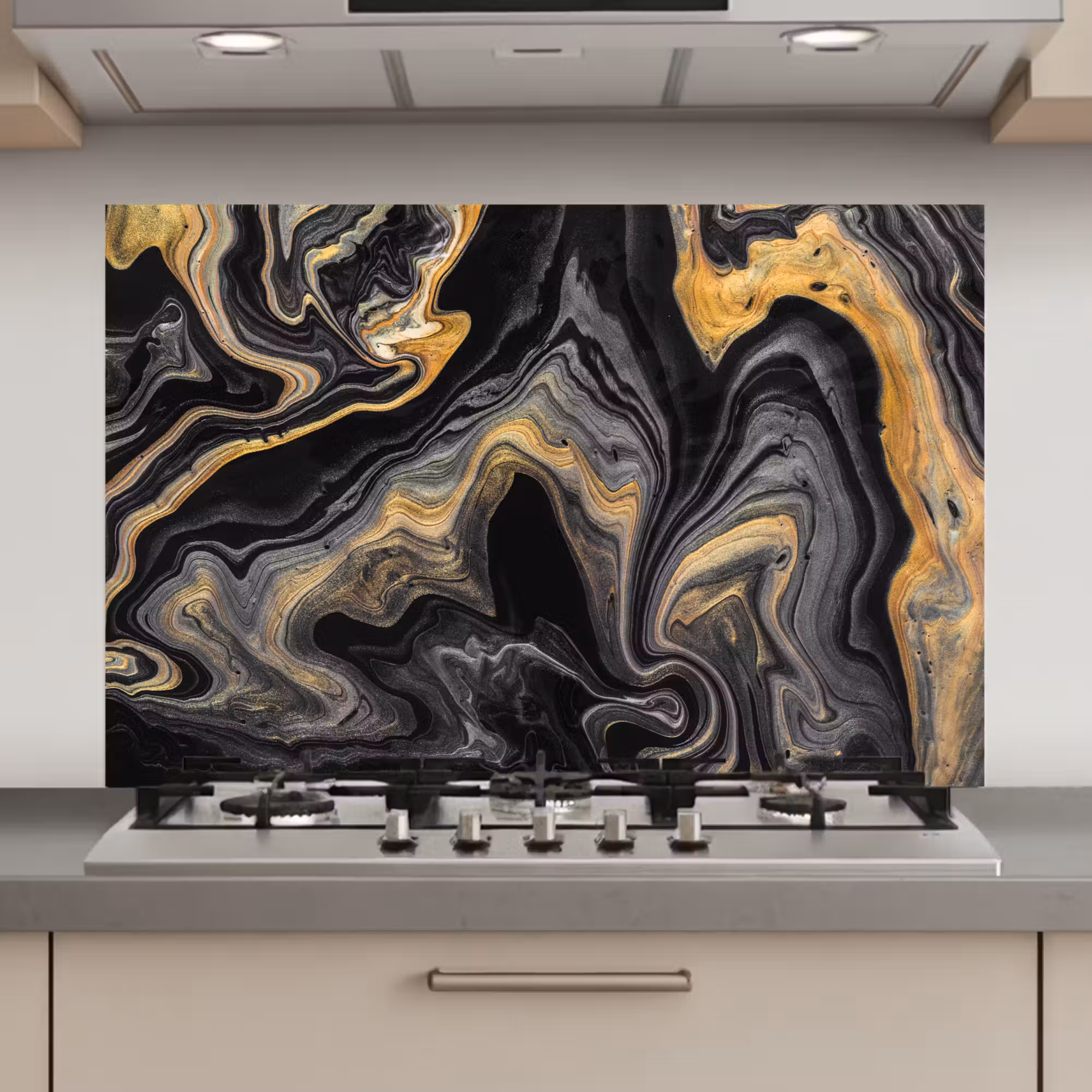 Spatscherm keuken - Marmer - Acryl - Goud - Luxe - Abstract