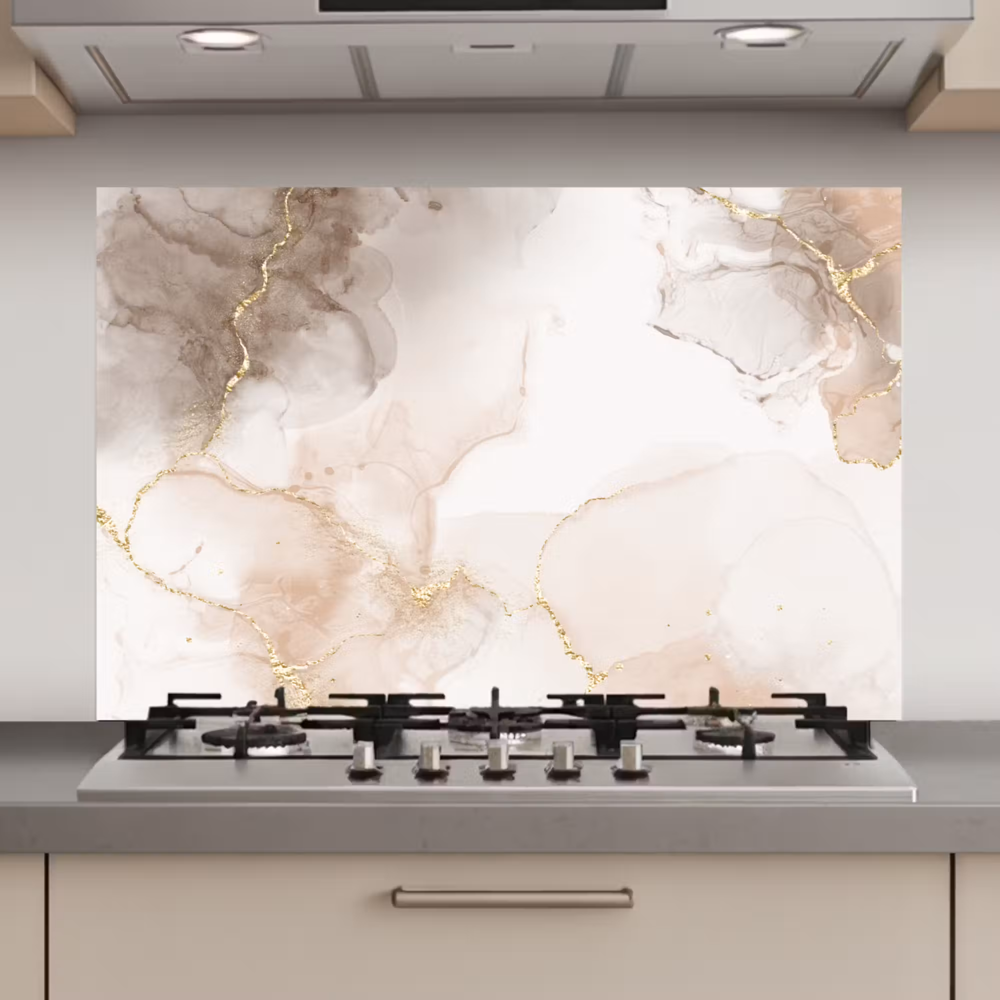 Spatscherm keuken - Marmer - Bruin - Gouden