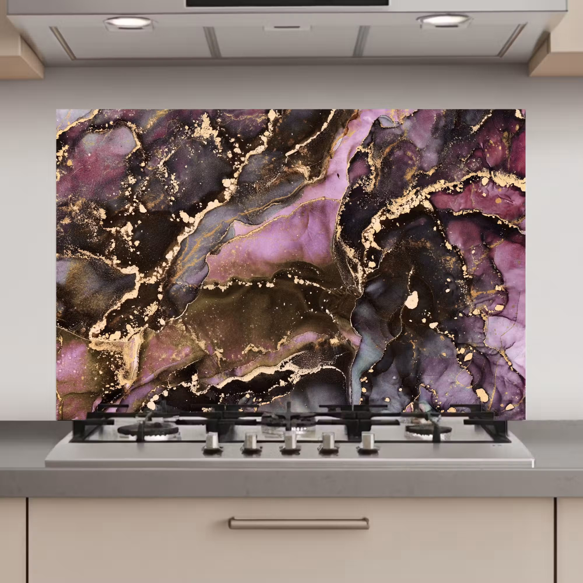 Spatscherm keuken - Marmer - Gold - Steen - Abstract