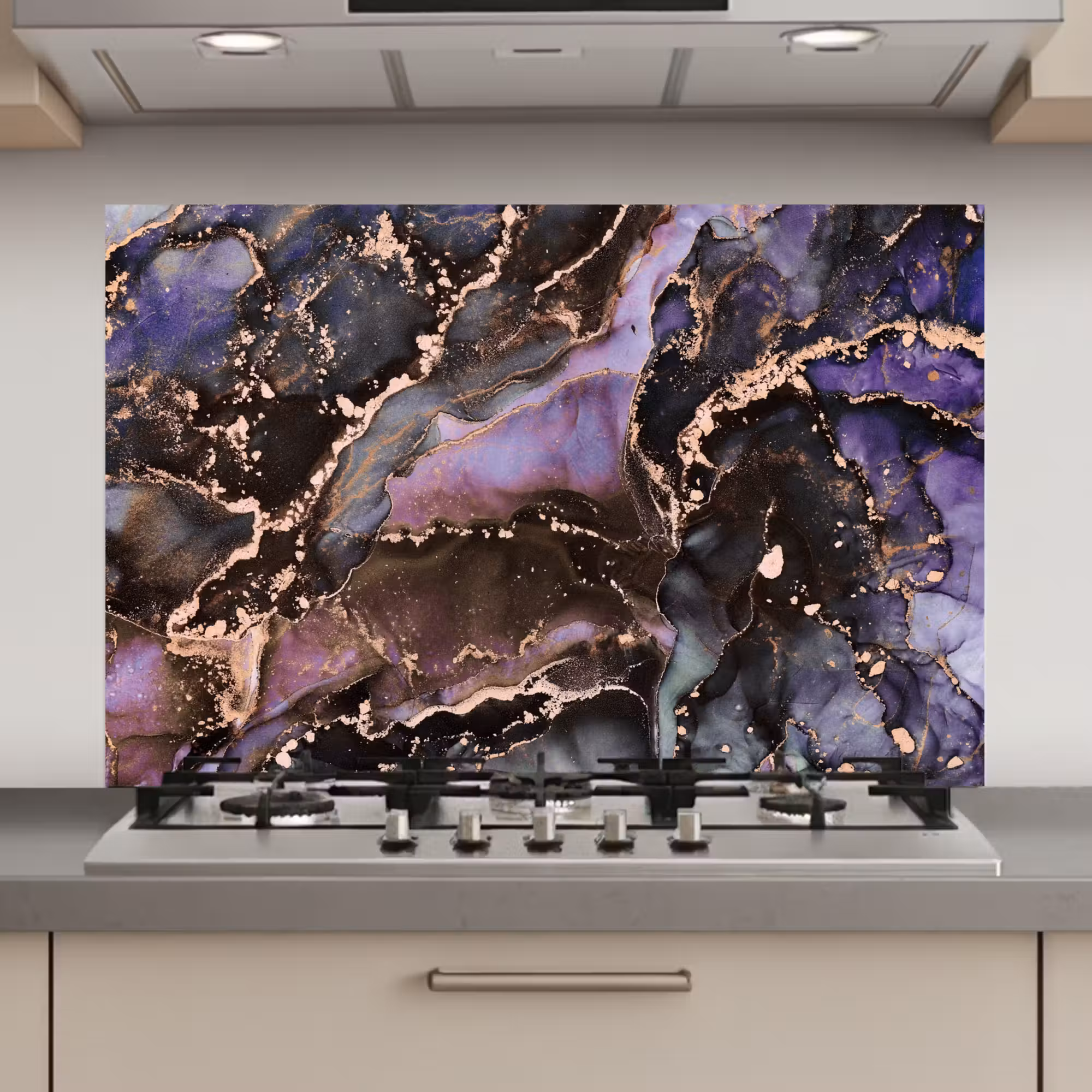Spatscherm keuken - Marmer - Goud - Roze