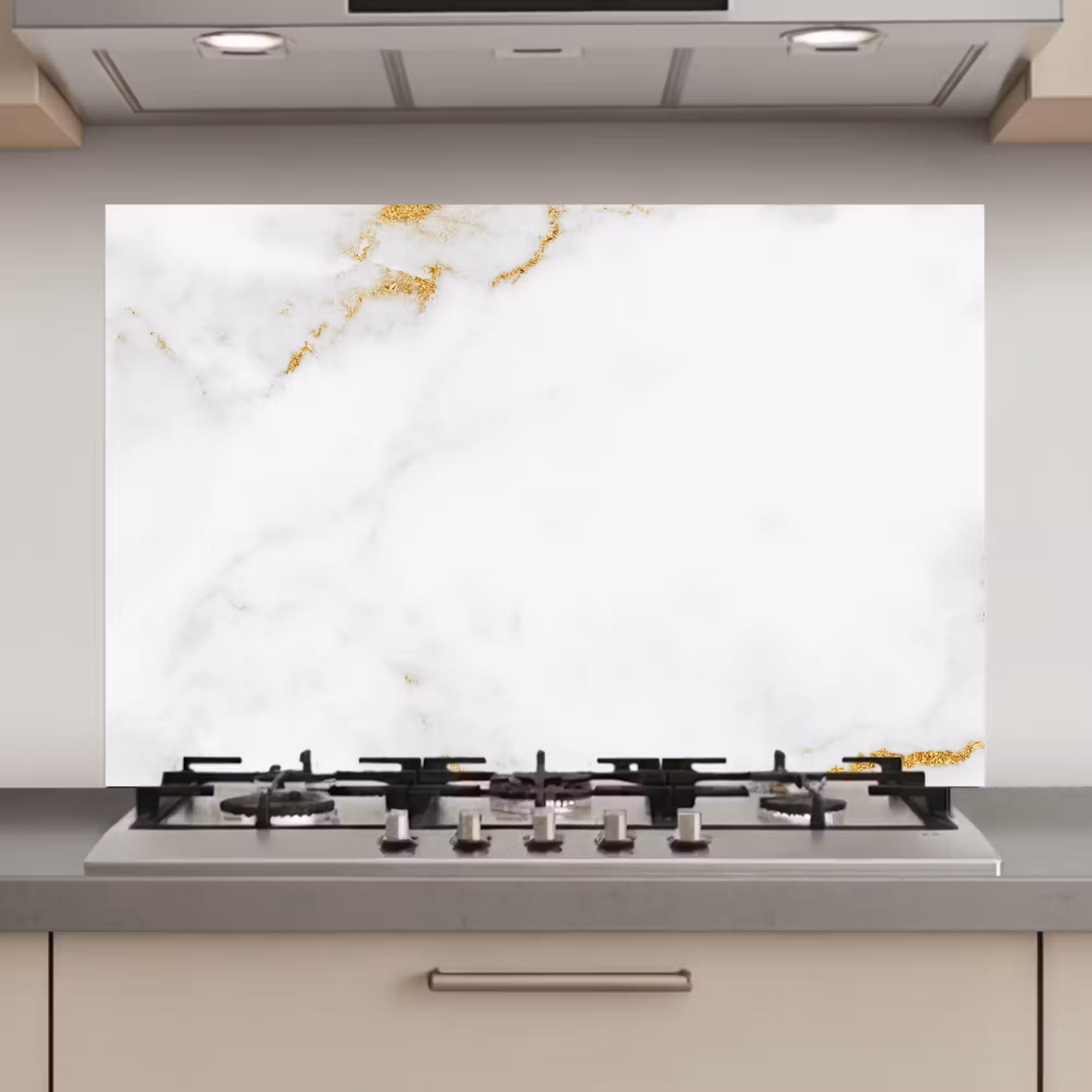 Spatscherm keuken - Marmer - Goud - Wit - Luxe