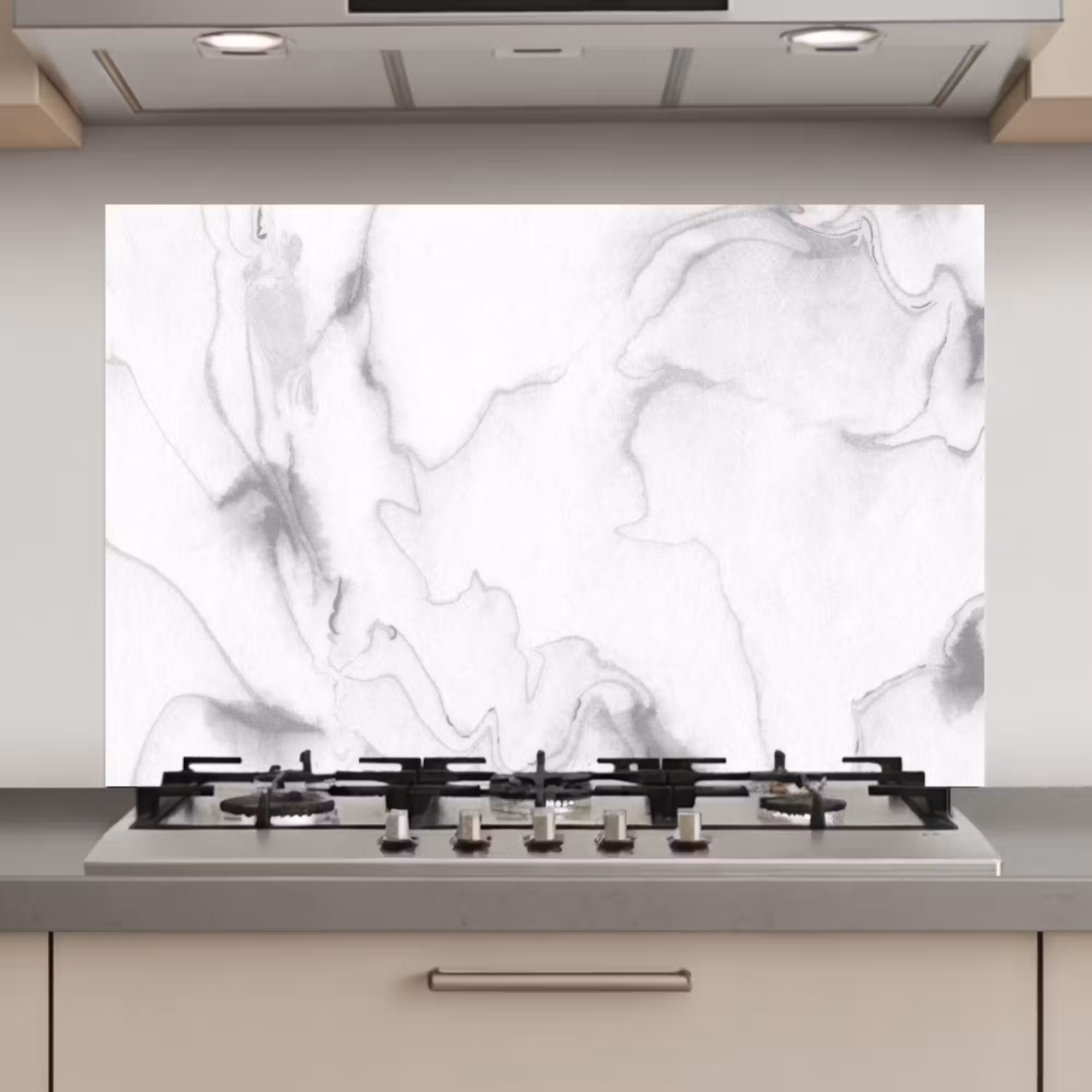 Spatscherm keuken - Marmer - Grijs - Wit - Abstract - Marmerlook