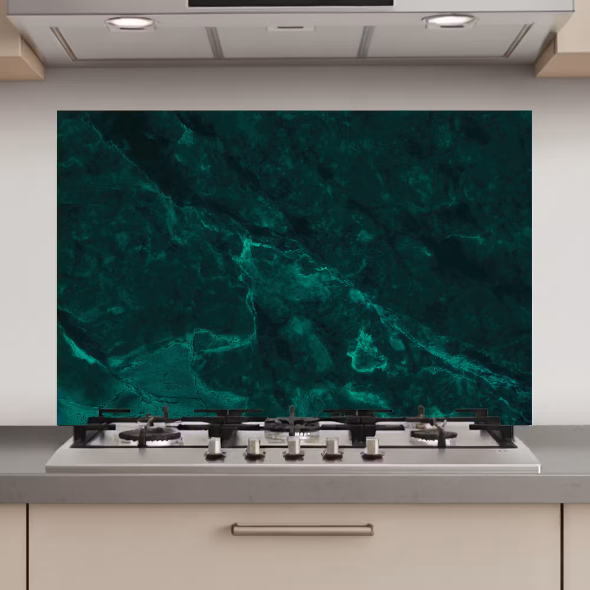 Spatscherm keuken - Marmer - Kalk - Groen - Structuur - Marmerlook