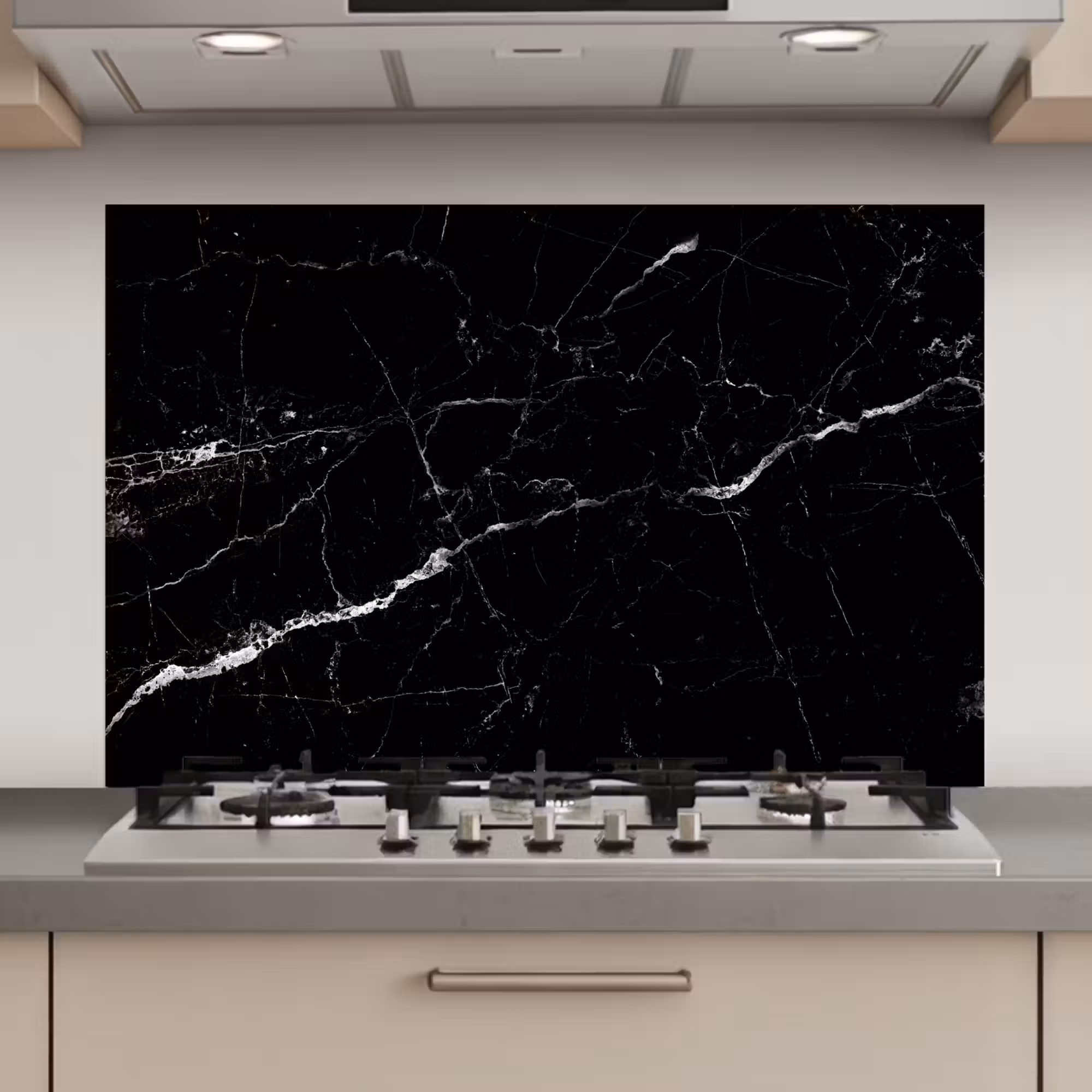Spatscherm keuken - Marmer look - Zwart - Luxe