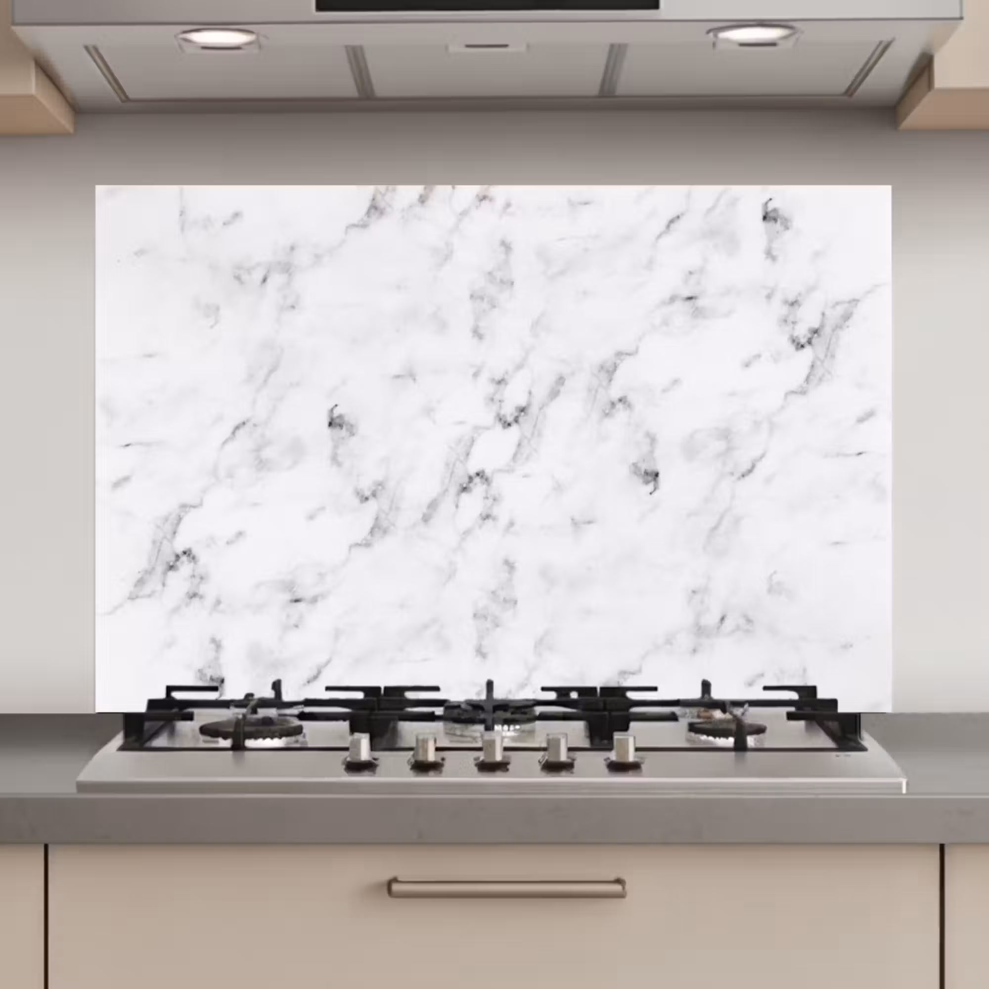 Spatscherm keuken - Marmer - Luxe - Wit - Grijs - Marmerlook