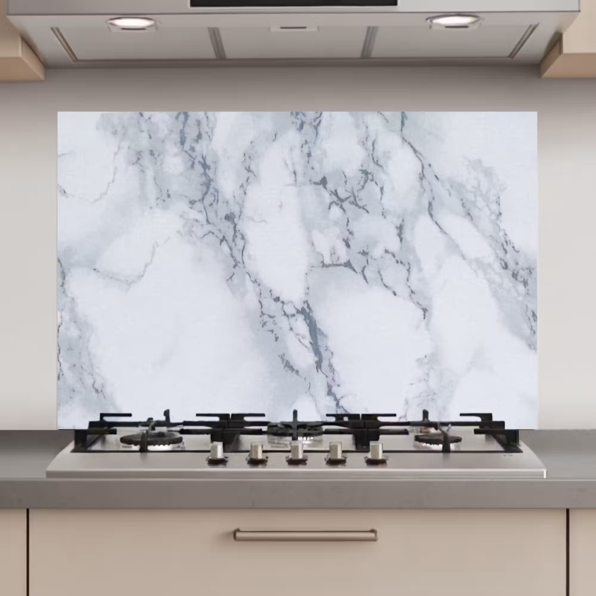 Spatscherm keuken - Marmer - Patroon - Gijs - Wit - Marmerlook - Luxe