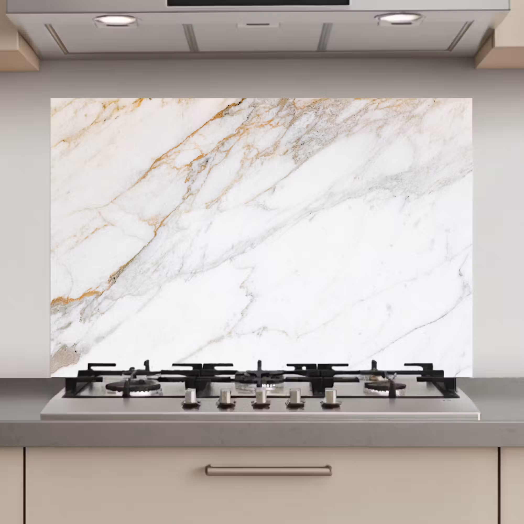 Spatscherm keuken - Marmer - Steen - Wit - Goud - Marmerlook - Steen - Luxe