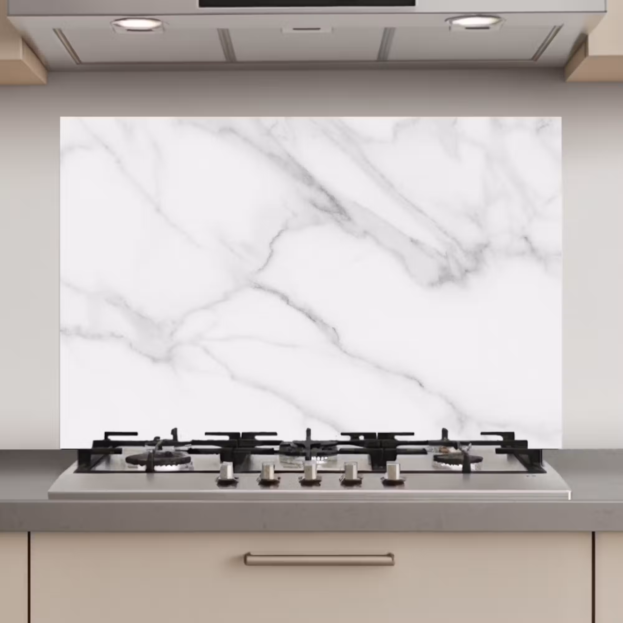 Spatscherm keuken - Marmer - Structuur - Wit - Grijs - Steen - Marmerlook