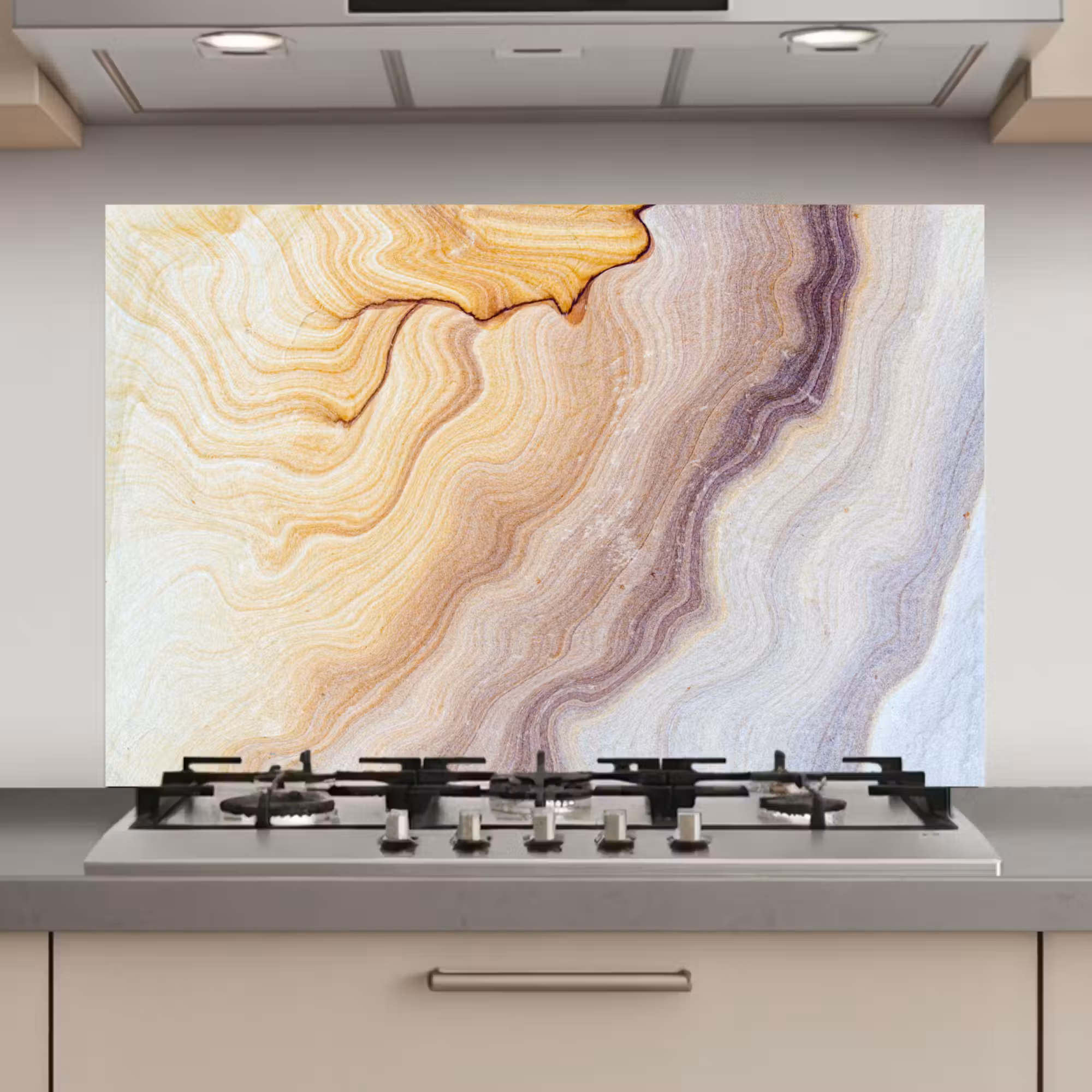 Spatscherm keuken - Marmer - Textuur - Zandsteen - Goud - Marmerlook