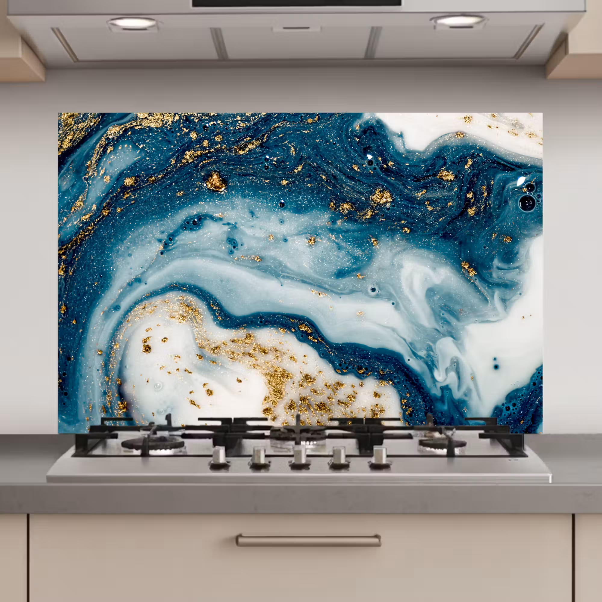 Spatscherm keuken - Marmer - Verf - Glitter - Goud