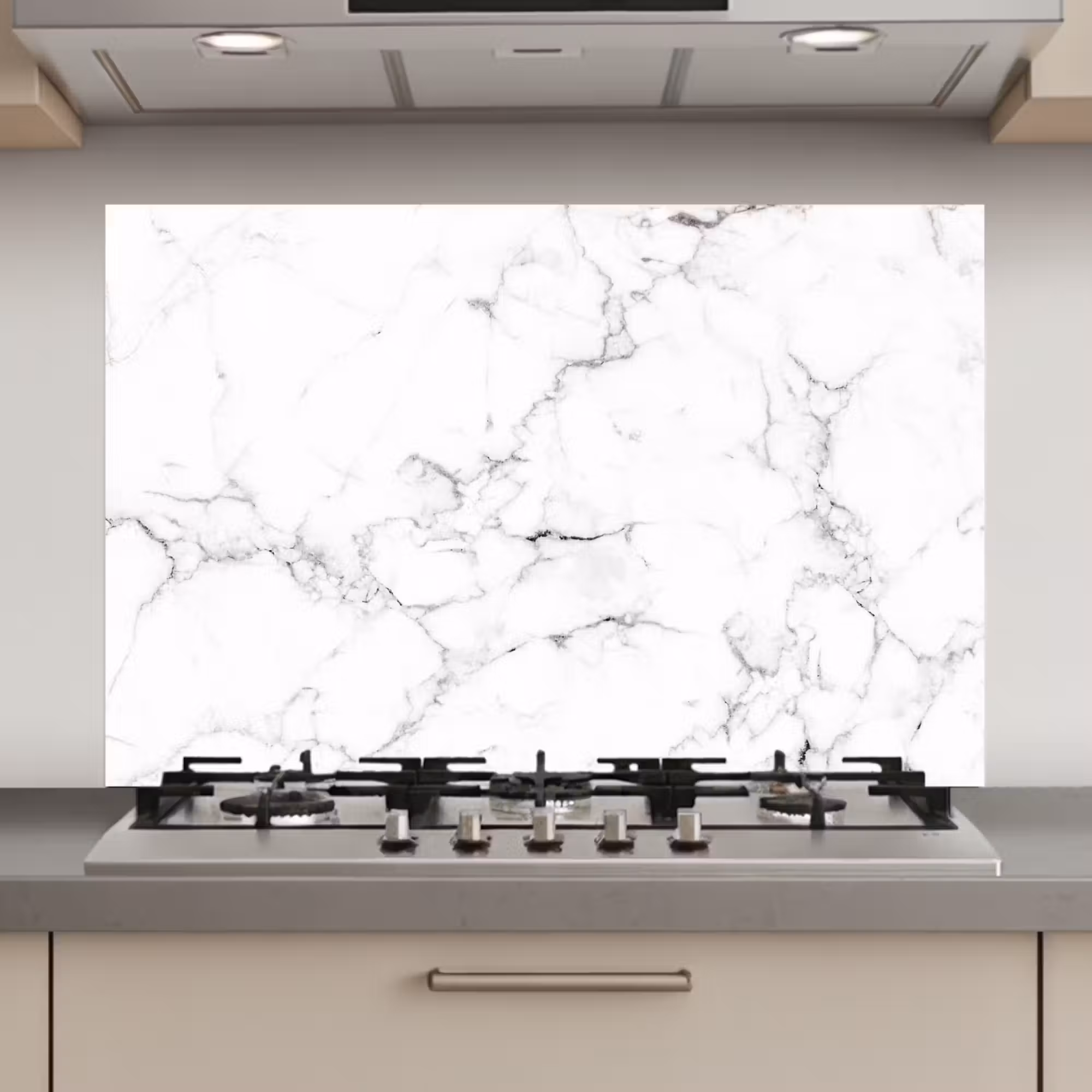 Spatscherm keuken - Marmer - Wit - Grijs - Luxe - Marmerlook - Structuur