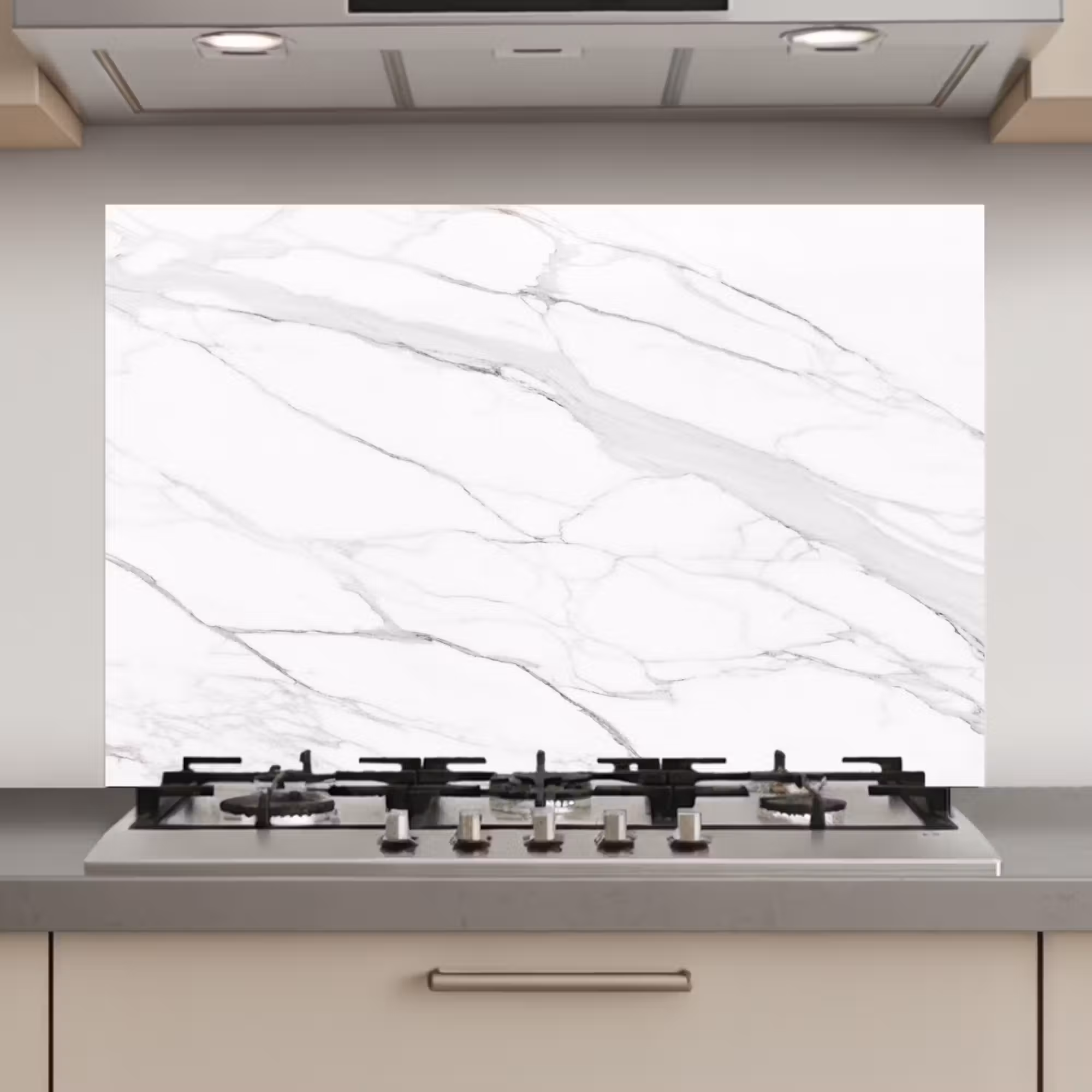 Spatscherm keuken - Marmer - Wit - Lijn - Patronen - Luxe - Marmerlook